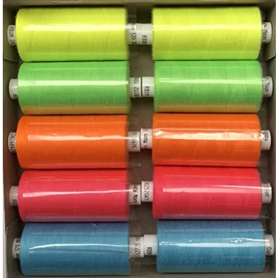 Image of Coats Moon Neon Mix Sewing Thread Box of 10 reels
