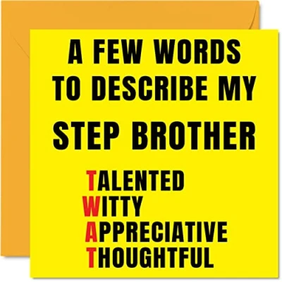Image of Rude Birthday Cards for Step Brother Few Words Describe Tw*t Joke Happy Card from Sister, Banter Gifts, 145mm x Offensive Sibling Greeting Gift