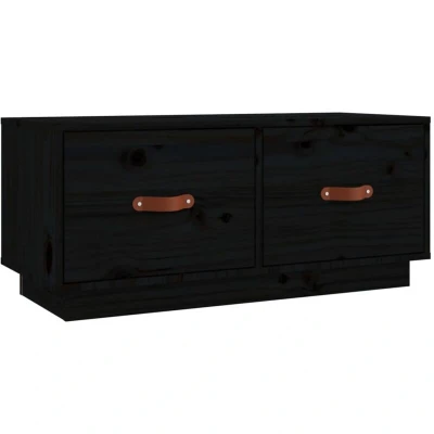 Image of vidaXL TV Cabinet Black 80x34x35 cm Solid Wood Pine