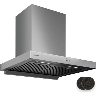 Image of Klarstein AeroClean Cooker Hood 60cm Wall Mounted Extractor, 721 m3/h Boost, A++ Energy, LED Lighting 3800 4200 K, Quiet 52 dB, Stainless Steel, Push Button Control