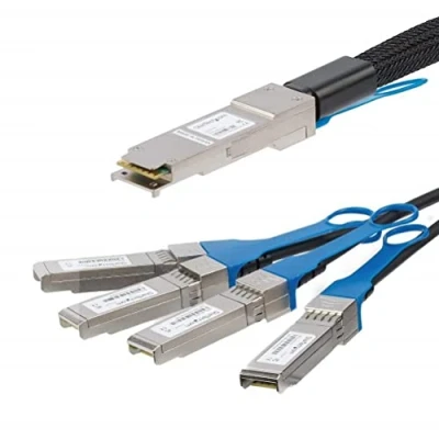 Image of StarTech.com MSA Uncoded Compatible 1m 40G QSFP+ to 4x SFP+ Direct Attach Breakout Cable Twinax 40GbE Copper DAC 40 Gbps Low Power Passive Transceiver Module (QSFP4SFPPC1M)
