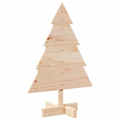 Image of vidaXL Wooden Christmas Tree for Decoration Solid Wood Ornament, DIY Customisable, Indoor/Outdoor Use, Rustic Charm, 47x70 cm