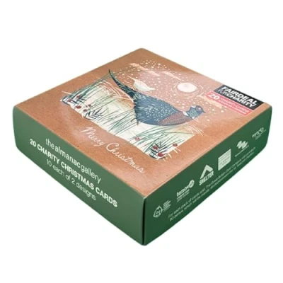 Image of Box of 20 Winter Scene &amp; Pheasant Fairdeal Charity Christmas Cards Boxed Xmas ATBX0191