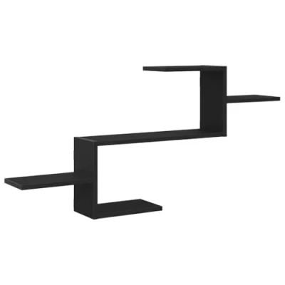 Image of vidaXL wall shelf floating black oak 104x15x49 cm engineered wood modern mounted storage