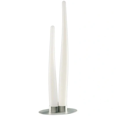 Image of Estalacta Table Lamp 2 Light GU10 Indoor/Outdoor IP44, Silver/Opal White