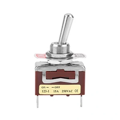 Image of Heavy Duty Rocker Toggle Switch, 15A 250V On Off Momentary Switch 2 Pin ON/OFF Metal Bat Waterproof Boot Cover Position 12mm