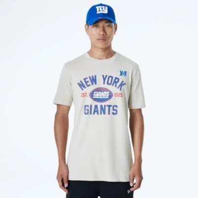 Image of New YORK GIANTS Era Cap NFL Regular T Shirt Distressed Screenprint Team Graphic Stone Unisex