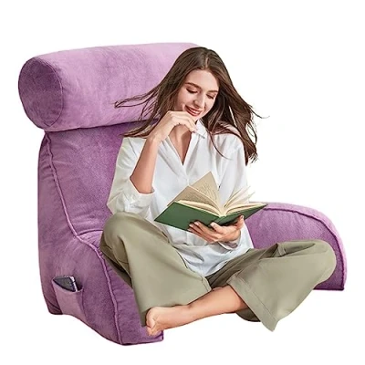 Image of AMWTH Comfort Reading Pillow,Lumbar Support Cushion,Back Rest Pillow,Neck Roll,Back Lumbar,Headboard Backrest Cushion,Perfect For Sitting,Reading,or Gaming