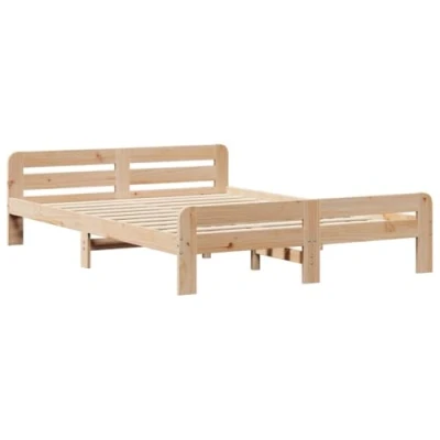 Image of vidaXL Bed Frame without Mattress Base Bedstead 160x200 cm Solid Pine Wood with Slatted Assembly Required