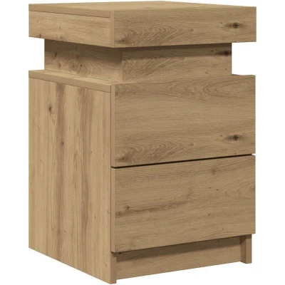 Image of vidaXL Bedside Cabinet with LED Artisian Oak 35x39x55 cm Engineered Wood