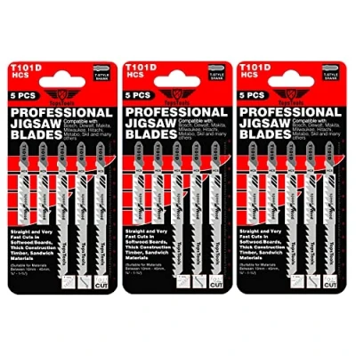 Image of 15 x TopsTools T101D Clean and Fast Cuts Jigsaw Blades Compatible with Bosch, Dewalt, Makita, Milwaukee Many More