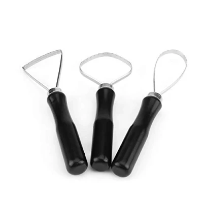 Image of Dilwe Wide Loop Tool, 3pcs Sculpture Scraper Knife, Stainless Steel Flat Wire for DIY Pottery Clay Sculpture/Gifts to Friends/Families