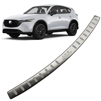 Image of APEXRA Car Stainless Steel Rear Bumper Protector, for Mazda CX 5 CX5 2017 2023 Accessories, Auto Parts Tailgate Back Trunk Door Sill Cover Scuff Plate Strip Guard Protection