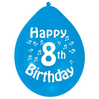 Image of Amscan Int995551 Balloon Pk10 22Cm H 8Th Birthday