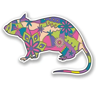 Image of 2 x 10cm Colourful Rat Vinyl Sticker Bike Laptop Car Animal Flower Decal #5223 (10cm Wide 7cm Tall)