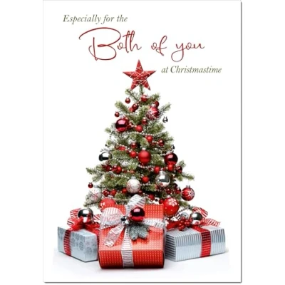 Image of doodlecards To Both Of You Christmas Card Parcels and Tree Medium Size with Plain Envelope