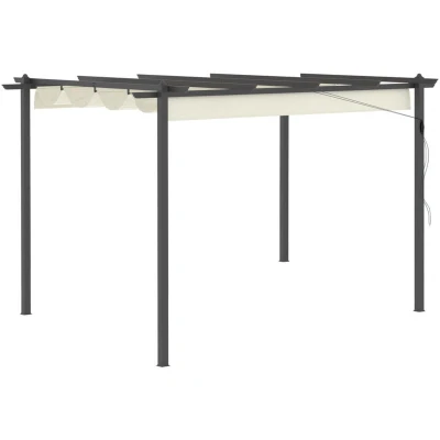 Image of Outsunny 4 X 3 (M) Aluminum Pergola Garden Gazebo w/Retractable Canopy, Cream White
