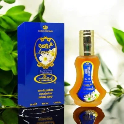 Image of Aroosah 35ml Perfume Spray by Al Rehab woody fragrance that blends notes, musk, floral chamomile and herbal notes ideal for everyday use.