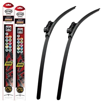Image of Fits Moni Contryman Models 2017 To 2022 Heyner Germany Premium Super Flat Wiper Blades Front Replacement Set 21&quot;23&quot; HSF2123TLB
