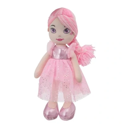 Image of HTI Rosie Rag Childrens Doll For Prams Pushchairs &amp; Nursery Soft Bodied Dolly Kids Ideal First Dolls Toddlers 18M+ (Pink)