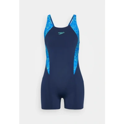 Image of Speedo Women&#039;s Hyperboom Splice Legsuit Quick Drying Training FitneS Chlorine Resistant, Lagoon Blue/Celeste, 4040