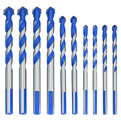 Image of Aoyfuwell10 Pcs Tungsten Carbide Masonry Drill Bit Set, Tile Tip Bits Set for Porcelain Ceramic Tile, Concrete, Brick Wall, Glass, Mirrors, Plastic, Masonry, Wood 6mm/8mm/10mm/12mm