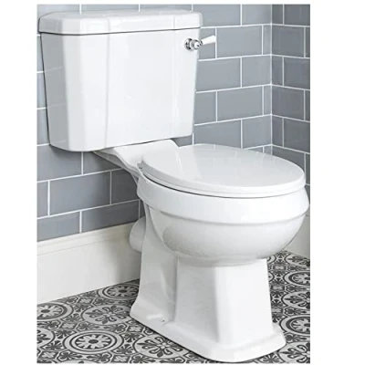 Image of Milano Richmond Traditional White Ceramic Close Coupled Toilet WC Pan and Cistern Seat