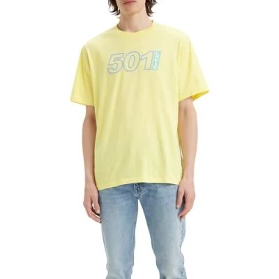 Image of Levi&#039;s Men&#039;s Ss Relaxed Fit Tee T Shirt, 501 Logo Outline Lemonade, XL