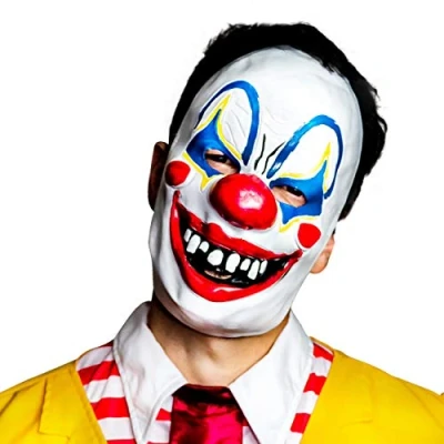 Image of Bristol Novelty BM580 Circus Creep Mask, Men, Women, White, Blue,Red