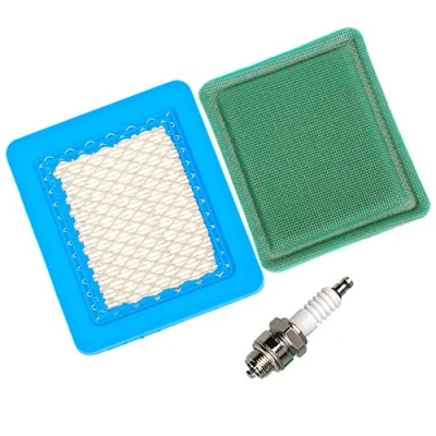 Image of OuyFilters Carkio 491588 air filter with 271933 pre and spark plug Compatible Briggs Stratton 625e 675ex series Quantum 3.5 6.75 large HP push mower.