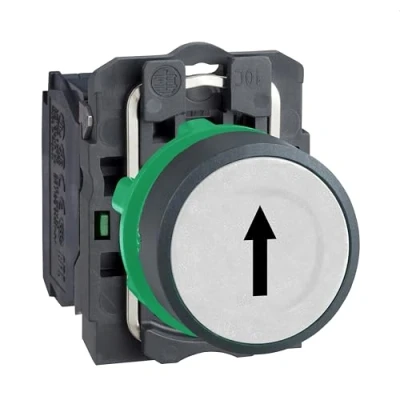 Image of Schneider Electric Harmony XB5 Push Button Switch, Plastic, Spring Return, 1NO, 22mm Mount, Marked Down Arrow, Flush Operator Profile, XB5AA3351, Black