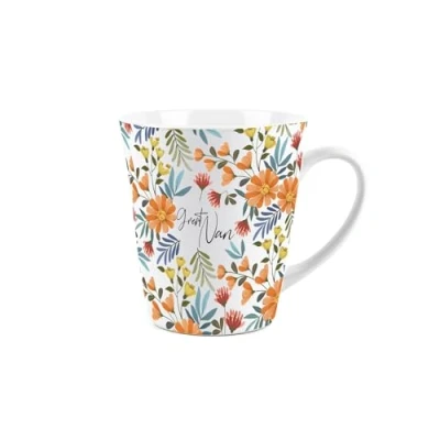 Image of Great Nan Gift Mug Orange Flowers Small Latte Ceramic Tea/Coffee Cup Presents for Her