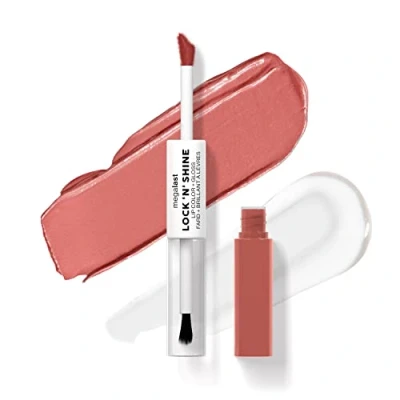 Image of Wet n Wild Megalast Lock n&#039; Shine, Dual Ended Lip Color and Clear Gloss, Vitamin E Jojoba Oil Enriched Formula, Nude Illusion Shade