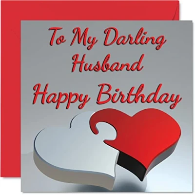 Image of Cute Birthday Cards for Husband My Darling Romantic Happy Card from Wife Partner, Special Gifts, 145mm x Hubby Greeting