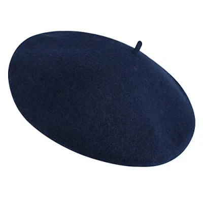 Image of TRIXES French Beret Hat Fancy Dress Theme One Size Women Newsboy Cap Wool Classic Autumn Spring Winter Hats Vintage Solid Colour Blue