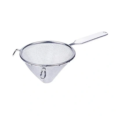 Image of Tinned Conical Strainer 14cm Handle Kitchen Colander Sieve Filter