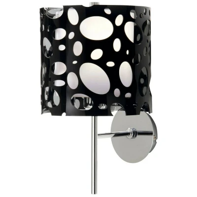 Image of Lupin Wall Lamp E27, Gloss Black/White Acrylic/Polished Chrome, CFL Lamps INCLUDED
