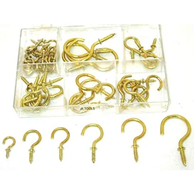 Image of Toolzone 66 Piece Cup Hooks Assorted Brass Coated