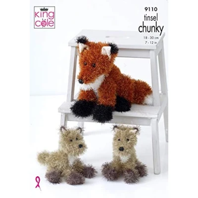 Image of King Cole 9110 Knitting Pattern Childrens Toy Fox in Tinsel Chunky