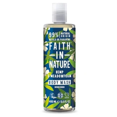 Image of Faith In Nature Natural Hemp and Meadowfoam Body Wash, Restoring, Vegan Cruelty Free, No SLS or Parabens, 400 ml