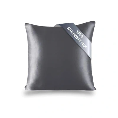 Image of townssilk Both Side 100% 19mm Silk Pillowcase 65x65cm Pillow Case Cushion Cover with Hidden Zipper Darkgrey
