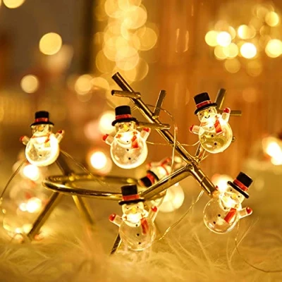 Image of Christmas Rainbow Fairy String Lights, Surwin Battery Operated Xmas Lights for Garden Patio Bedroom Party Decor Indoor Celebration Lighting (Snowman,2M/20LED)