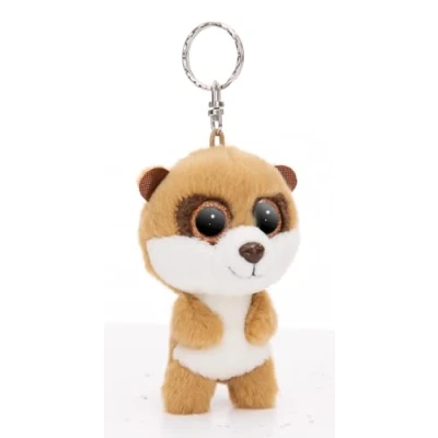 Image of NICI 49732 Keyholder GLUBSCHIS Meerkat Speeky 9cm brown Soft toy companion cuddly animal pendant with metal ring to hang on keys, cord, bag