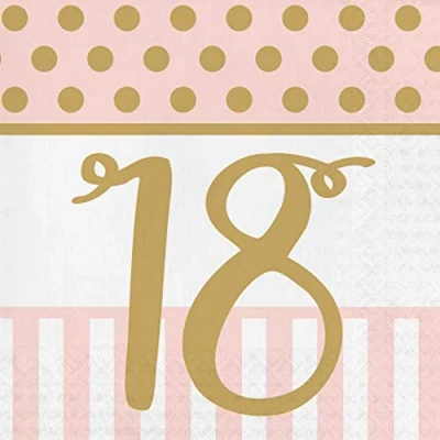 Image of Creative Party PJ027 Pink Chic 18 Birthday Lunch Napkins 33cm (13&quot;)