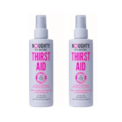 Image of Noughty 97% Natural Thirst Aid Conditioning and Detangling Spray Bundle, Sulphate Free Vegan Hair Care Set, Leave In De Tangler Treatment for Dry &amp; Damaged Hair, Multi Pack 2 x 200ml
