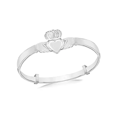 Image of Tuscany Silver Women&#039;s Sterling Claddagh Baby Bangle