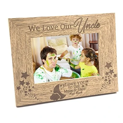 Image of ukgiftstoreonline We Love Our Uncle Wooden Photo Frame Gift (4 x 6 Inch)