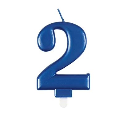 Image of Dazzling Metallic Blue Number 2 Birthday Candle Perfect Cake Topper for Unforgettable Milestones 1 Pc