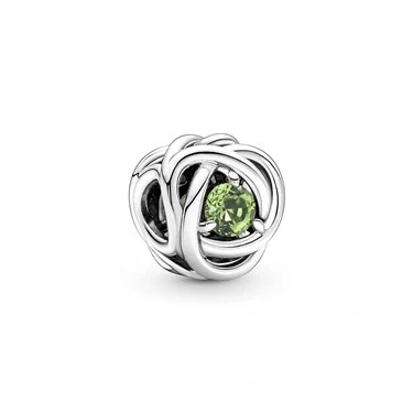 Image of Pandora August Birthstone Eternity Circle Charm Bracelet for Moments Bracelets Gift Her Sterling Silver with Spring Green Crystal