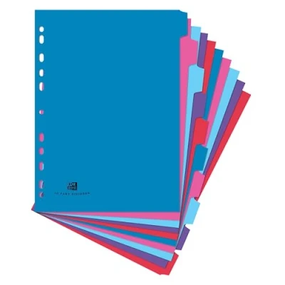 Image of Oxford Campus A4 Size, 10 Part Dividers, Multi Coloured, Set of 1, Assorted